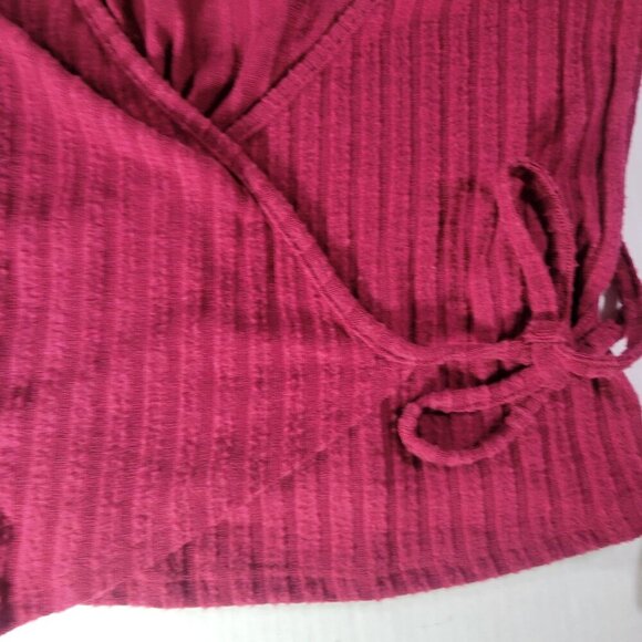 Billabong Women Faux Ribbed Wrap Long Sleeve Cotton Sweater Top Size XS - Picture 3 of 10